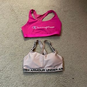 Champion and under armor sports bra’s